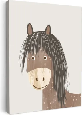 Produktbild von Leinwand Bilder 30x40 cm - Kinder Beige - Pferd, Bilder Wohnzimmer Modern, Wanddeko