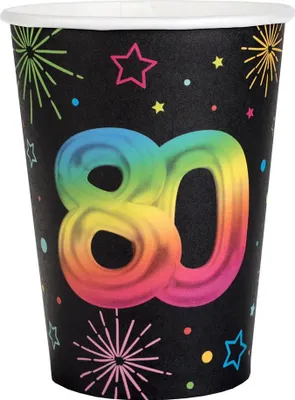 Produktbild von Zahl 80 Festicolor Pappbecher 270ml