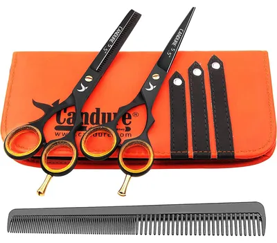 Productafbeelding van Kappersschaar - Roestvrij staal - 6,5 inch - Zwarte set 5,5 inch - Voor professioneel knippen