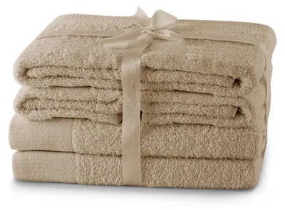 Produktbild von Handtuchset 2 Duschtücher, 2x Handtücher, mit Bordüre aus 100% Baumwolle Beige