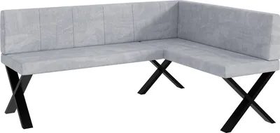 Produktbild von MEBLINI Eckbank für Esszimmer - Küchenbank - Essecke - Sitzecke Küche - PETER - X-Beine 128x168x87cm Rechts - Hellgrau Samt