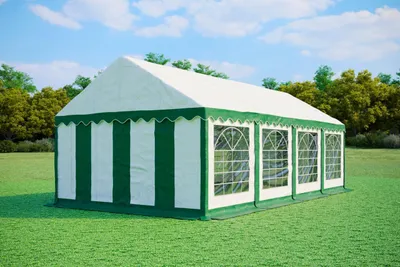 Produktbild von Partyzelt 4x8m - PVC Standard Feuerfest - Grün und Weiß