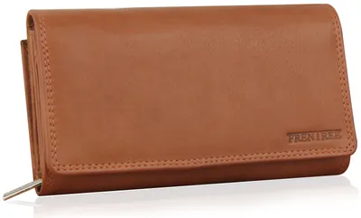 Produktbild von Frentree® Damen Geldbörse aus echtem Nappaleder, großes Leder Portemonnaie mit RFID-Schutz, weiches Echtleder Portmonee, viele Fächer, Braun