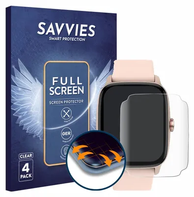 Produktbild von 4x Savvies Fullscreen Schutzfolie für KIBFLE TGW0 / TGW01 1.85" Displayschutz Folie Fullcover Klar Transparent