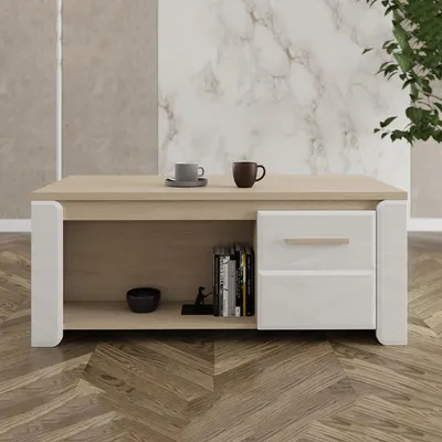 Image de Niella - Table basse, 120x55x50h cm Chêne Marron, avec Pieds