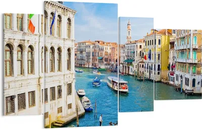 Produktbild von Bild auf Leinwand - Leinwandbild - Venedig Kanal Kreuzfahrt Gondel - 120x70cm - Wand Bild - Wanddeko - Leinwanddruck - Bilder - Kunstdruck - Leinwand bilder - Wandkunst - DL120x70-0428