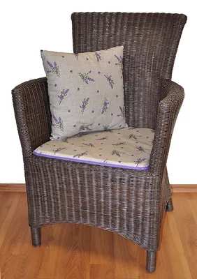 Produktbild von Rattansessel , Rattanstuhl "Pluto" Fb. darkbrown inkl. Polster Lavendel gemustert