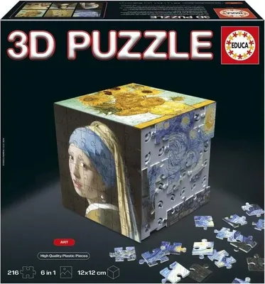 Produktbild von 3D Puzzle Würfel, EDUCA Cube Art, 216 Teile, 6 Puzzles à 36 Teile, Logikspiel ab 8 Jahren (20123)