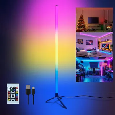 Produktbild von Intelligente LED-Eck-Stehleuchte mit Fernbedienung – RGB-DIY-Farbwechsel & Ambientebeleuchtung für Wohnzimmer & Spielzimmer