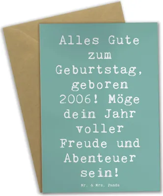 Produktbild von Mr. & Mrs. Panda Grußkarte Spruch 2006 Geburtstag - Meeresbrise - Geschenk, einladungskarten, weihnachtskarten, Happy Birthday, hochzeitskarten, genesungskarte, geboren