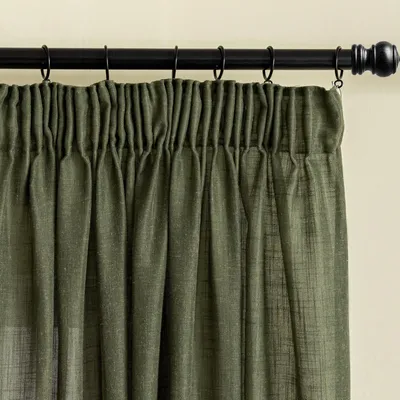 Linnengardinen halbtransparent 2er-Set 140x260 cm olivgrün