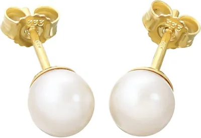 Produktbild von Paar 6,5mm Perlen Ohrstecker 333 8k Gelbgold Süßwasser Zuchtperle Ohrringe 9087