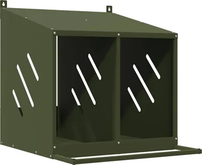 Image de Nichoir à poules avec 2 compartiments vert olive métal