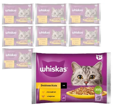 Produktbild von WHISKAS Adult Geflügel Festmahl 32x85g Katzenfutter Sauce Stücke Hähnchen Pute