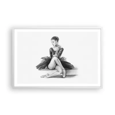 Produktbild von Gerahmtes Poster - Weißer Rahmen - Ballerina Zeichnung Bleistift - 91,5x61 cm - Wand Bild - Wanddeko - Wandbilder - Kunstposter - Wandposter - Bilderrahmen - Bilder - Kunstdruck - P2WAA91x61-4496