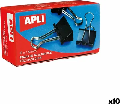 Obrázek produktu pro Sponky Apli černé stříbrné barvy 19 mm (10 kusů)