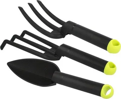 Produktbild von Famanu Gartenwerkzeugset 3-teilig - Kleine Kultivator, Blumenschepchen und Blumengabel - Für Garten und Balkon