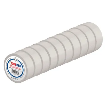 Produktbild von HOROZ PVC Isolierband 19mm x 9m Weiß – 10er Set für Elektroinstallationen und Kabelmarkierung