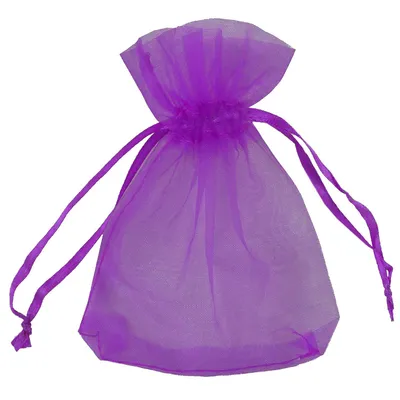 50 Organza-Beutel ca. 90 x 120 mm Geschenkbeutel mit Bändern violett