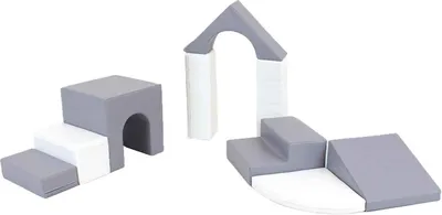 Immagine prodotto di IGLU Soft Play Blocchi da costruzione morbidi Blocchi da costruzione in schiuma Blocchi da costruzione giganti Blocchi da costruzione con antiscivolo 10 TLG. Grigio/Bianco