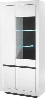 Produktbild von LIVOJO M11 Wohnzimmer Vitrine hoch breit 96 x 206 x 38 cm Weiß & Anthrazit