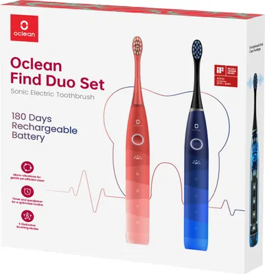 Produktbild von Oclean Electric Toothbrush Find Duo Set Rot und Blau