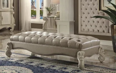 Produktbild von Hocker Beistell Chaiselounge Fußhocker Chesterfield Leder Ottomane Barock Rokoko