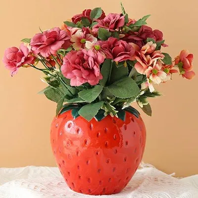Obrázek produktu pro Červená váza na květiny 15 x 15 x 15 cm, dekorativní moderní váza