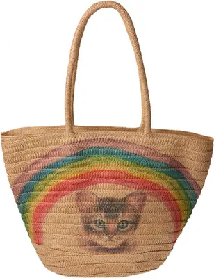 Produktbild von Juleeze JZBG0300 Strandtasche Boho Braun 44x27x30 cm Katzenmotiv