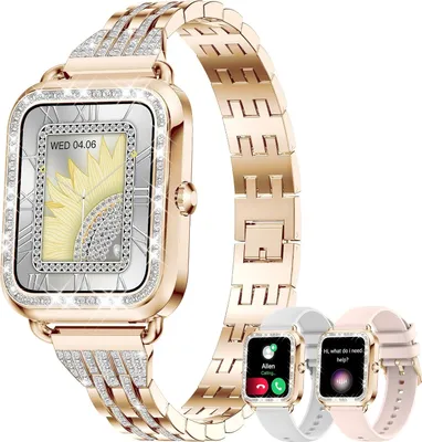 Produktbild von Damen-Smartwatch mit Telefonfunktion Diamond, 1,29 Zoll Touch-Farbdisplay, Herzfrequenzmesser, SpO2, Menstruationszyklus, 19 Sportmodi Android IOS