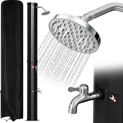 Image de Douche solaire TolleTour 35 L avec protection contre la pluie Douche d'été avec douche pour les pieds Douche de piscine Douche de jardin Douchette Noir