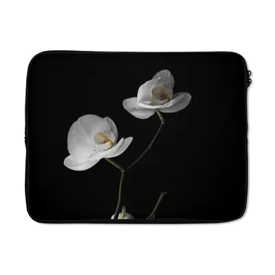 Produktbild von MuchoWow® Laptop Hülle 17 Zoll Laptoptasche Orchidee - Blumen - Schwarz - Weiß - Stilleben - Zipper - Schutzabdeckung