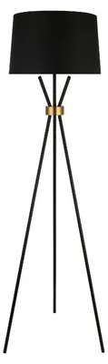 Produktbild von HOME DELUXE - Stehlampe LUNA - Schwarz / Gold, Blendfreies Licht, 54,5 x 165 cm, Metall / Rattan I Stehleuchten Bodenlampen Standlampe