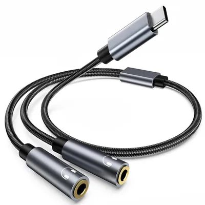 Produktbild von USB-C auf 3,5 mm Klinkenanschluss-Adapter, 2-in-1-Adapter für iPhone, Galaxy und Pixel