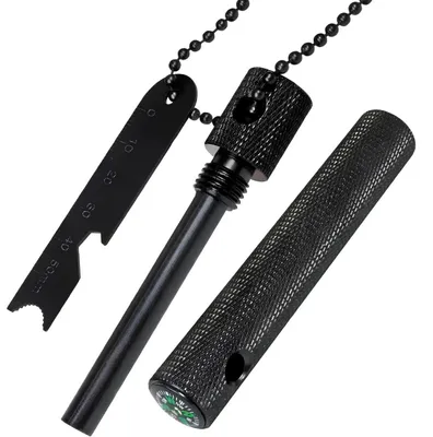 Obrázek produktu pro Křesadlo s kompasem KA-40780 - Černé outdoorové nářadí pro přežití KP40780