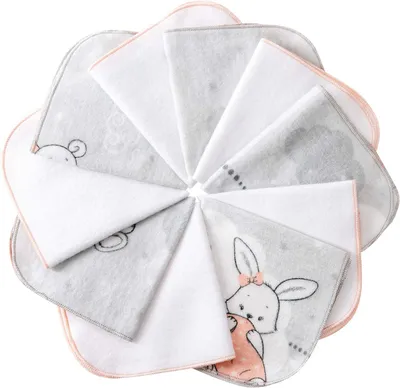 Produktbild von Sonstige Babypflege mimaDu Moltontücher Babywaschlappen Kinderwaschlappen 10er Set 25 x 25 cm rosa weiß grau
