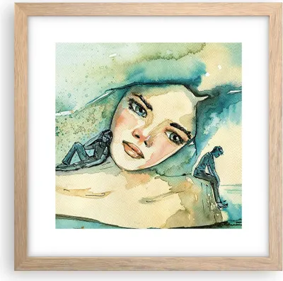 Produktbild von Gerahmtes Poster - Rahmen in heller Eiche - Aquarell Frau Emotionen - 30x30 cm - Wand Bild - Wanddeko - Wandbilder - Kunstposter - Wandposter - Bilderrahmen - Bilder - Kunstdruck - P2NAC30x30-4858