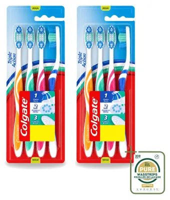 Imagen del producto de 2 cepillos de dientes Colgate Triple Acción, tamaño medio, pack de 2 unidades