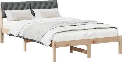 Produktbild von Bettgestell Braun und Dunkelgrau 120 x 200 cm Massivholz Kiefer