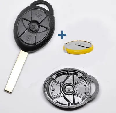 Produktbild von Auto Schlüssel Funk Fernbedienung 1x Gehäuse 3 Tasten + 1x fest eingegossener Rohling + 1x LIR2025 Akku Batterie kompatibel mit Mini