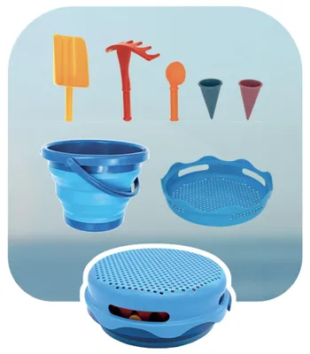 Produktbild von MTS Sportartikel-Vertriebs GmbH Schildkröt Funsports - 7in1 Sand Toys Falteimer Set - blau
