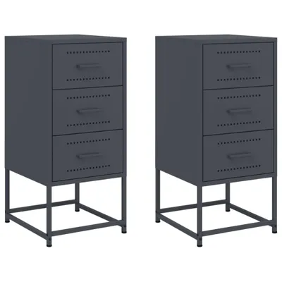 Produktbild von Nachttische 2 Stk. Anthrazit 36x39x78 cm Stahl