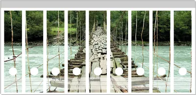 Produktbild von Wallario Ordnerrücken Sticker, selbstklebend für breite Ordner, 9 Stück, Motiv Alte Hängebrücke über dem Fluss