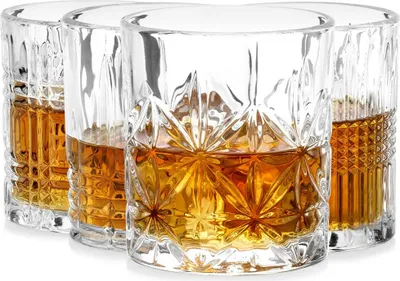 Produktbild von Atmós Fera | Whiskygläser - 290 ml - Dickwandig - Glas - Kristalloptik Gläser mit Goldrand 4er Set