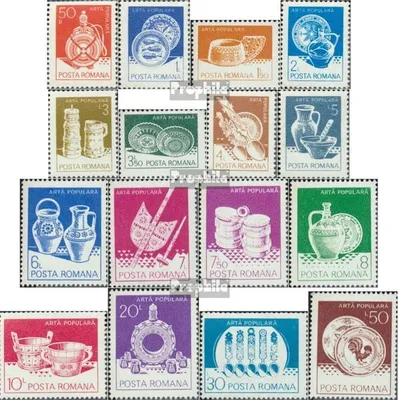 Produktbild von Briefmarken Rumänien 1982 Mi 3915-3930 (kompl.Ausg.) gestempelt Freimarken - Volkskunst