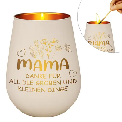 Glaskerzenhalter für Mama, Teelichthalter, Geschenk, 1 Stück
