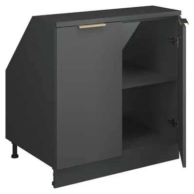 Produktbild von Küchenschrank für Dachschrägen Vicco R-Line Anthrazit-Gold 80 cm mit 2 Türen, Schrankkorpus 60 cm Tiefe, Model 60671