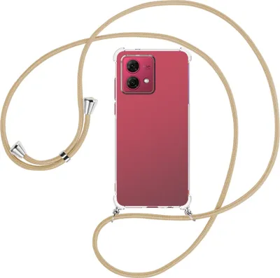 Produktbild von Handykette Backcover-Schutzhülle mit Band (Metall silberfarben) für Motorola Moto G84 5G (6.5'') - caramel