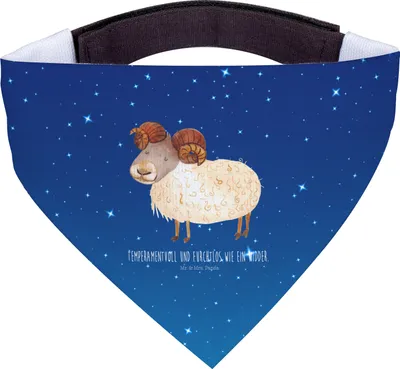 Produktbild von Mr. & Mrs. Panda Halstuch Hund Sternzeichen Widder - Sternenhimmel Blau - Geschenk, Hunde Schal, Hundehalstuch, Geburtstag April, März, Für, Tuch, Schafbock, Bock