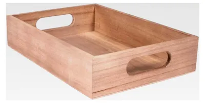 Produktbild von Holztablett, klein, 24 x 17 x 5 cm, mit Griffen,es Pappelholz, natur, Serviertablett, Dekotablett